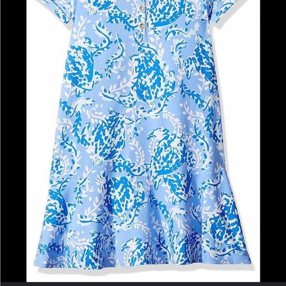 Lilly Pulitzer GIRLS MINI SADIE POLO DRESS Blue Peri Turtley Awesome XL - Picture 2 of 11